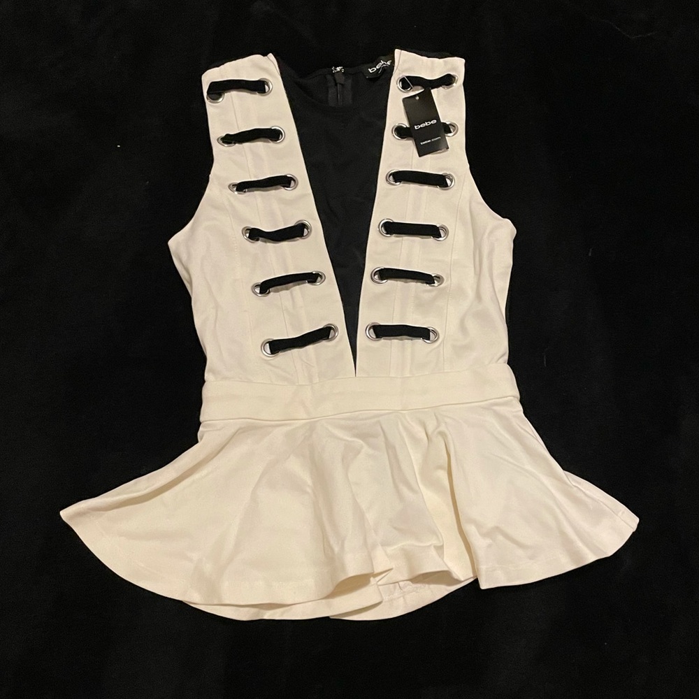Deep V Mesh Peplum Top